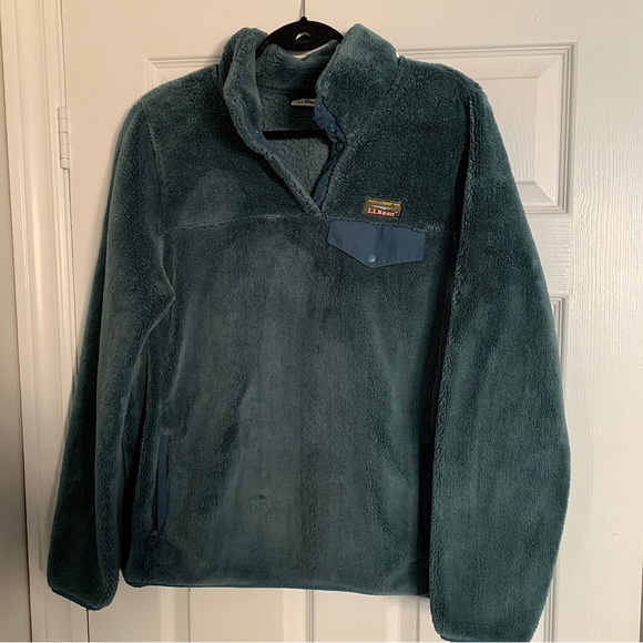 L.L. Bean Hi-Pile Fleece Pullover | large | mossy pine green - Picture 2 of 8